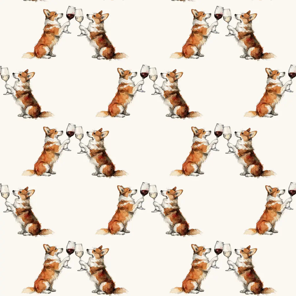 Happy Hour Corgi Wrapping Paper — repeating pattern tile