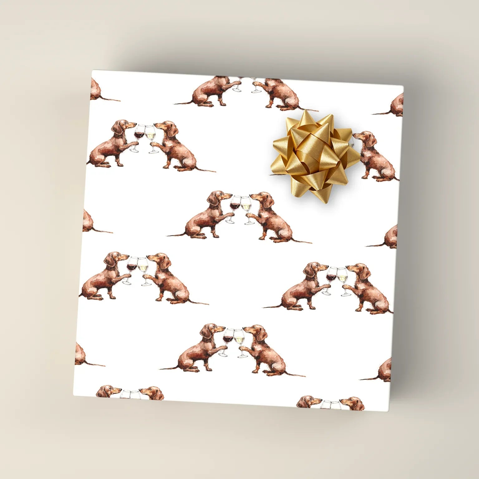 Happy Hour Dachshund Wrapping Paper — wrapped gift presentation
