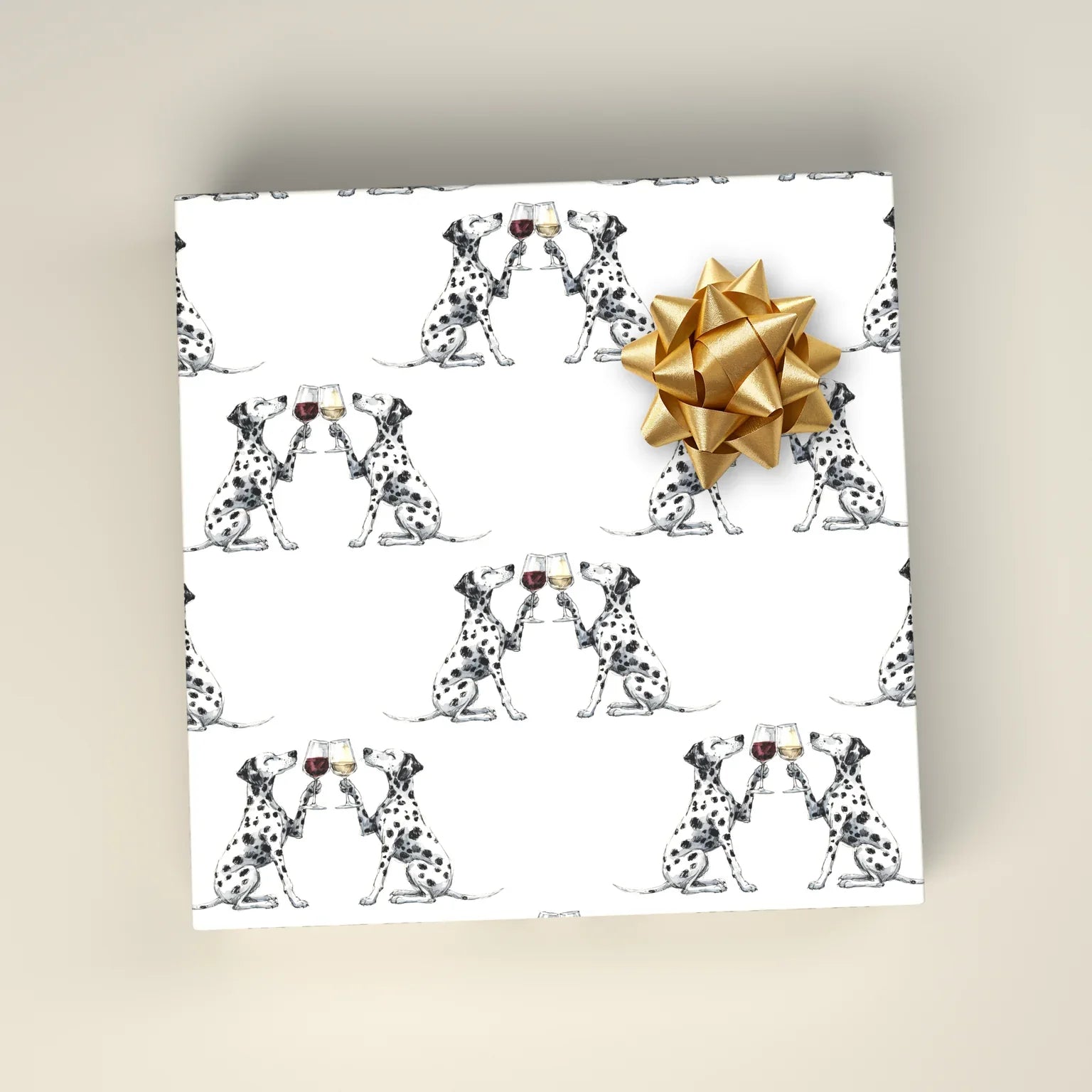 Happy Hour Dalmatian Wrapping Paper — wrapped gift presentation