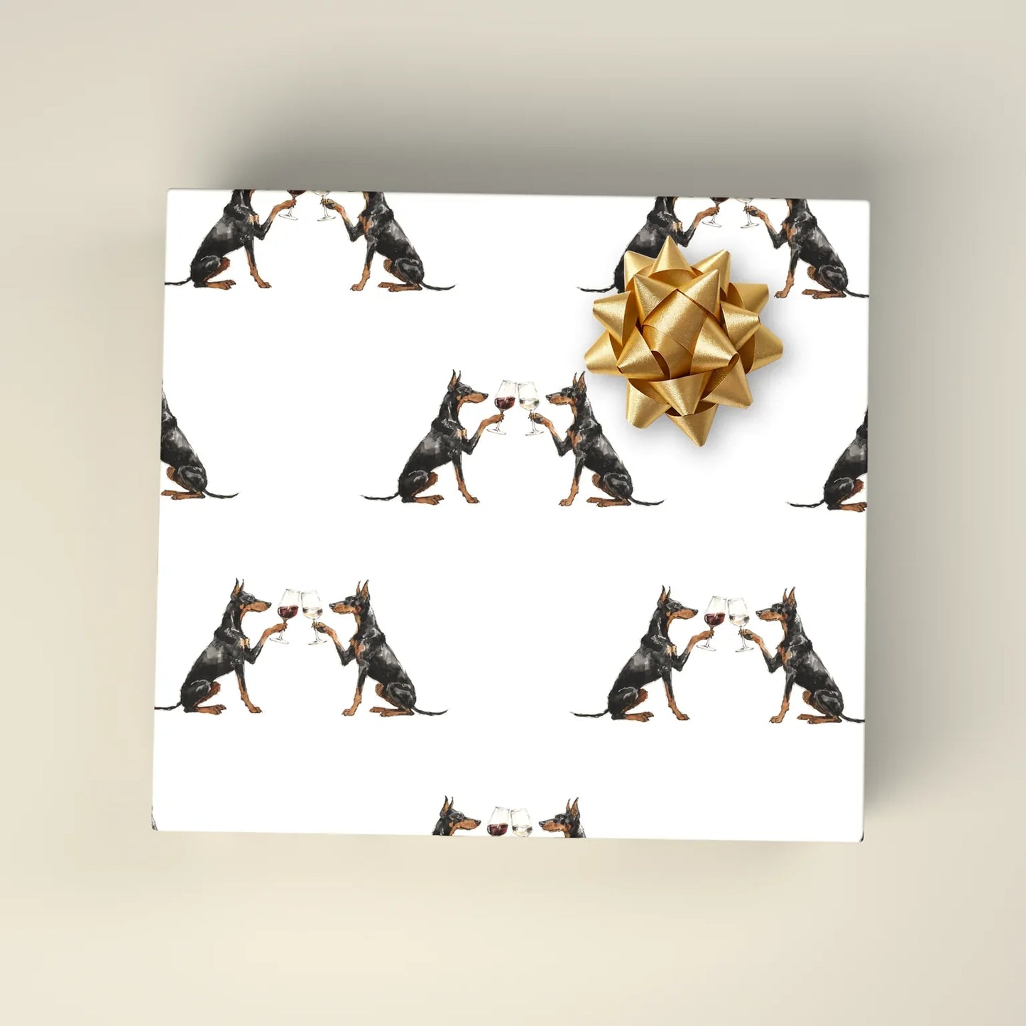 Happy Hour Doberman Wrapping Paper — wrapped gift presentation