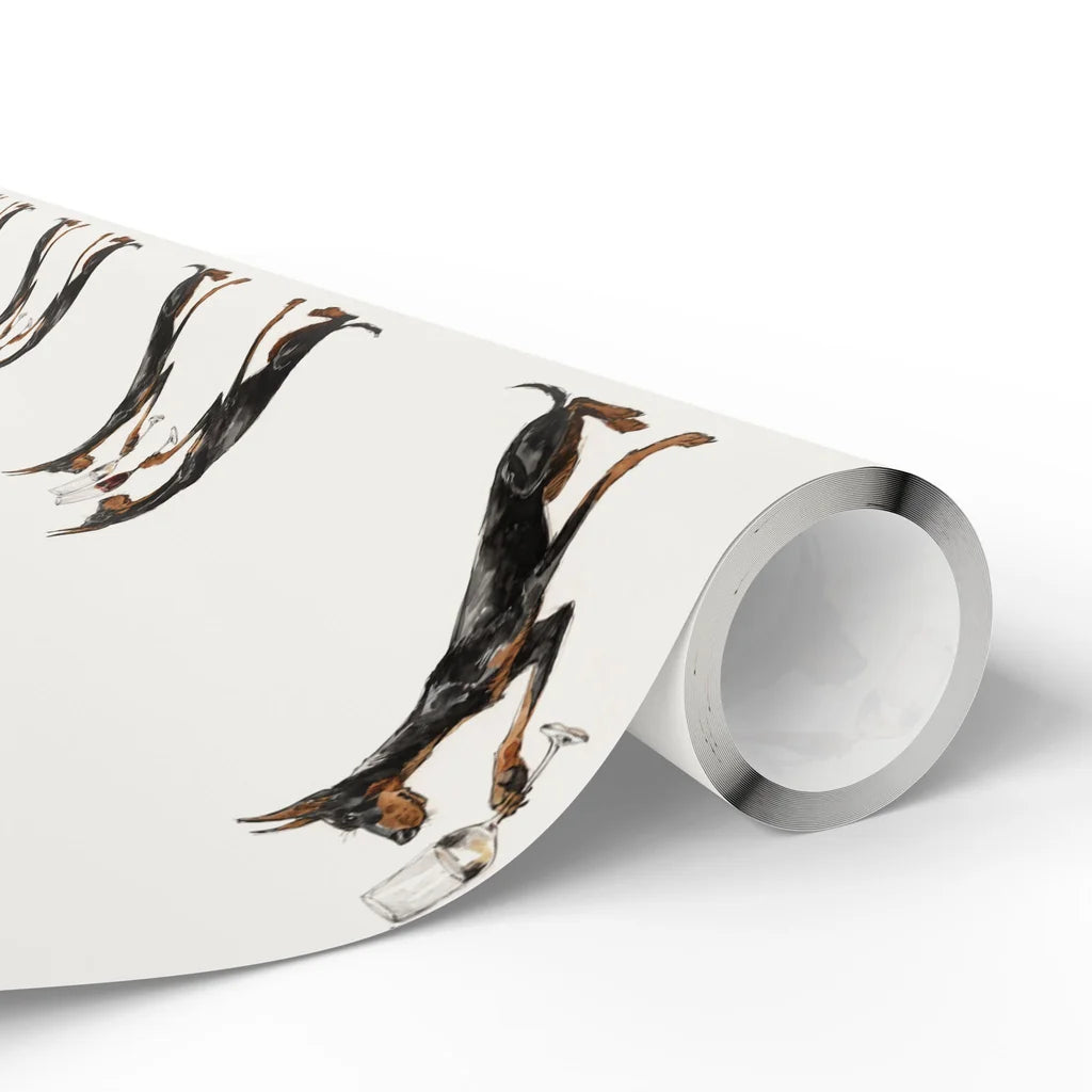Happy Hour Doberman Wrapping Paper — paper roll
