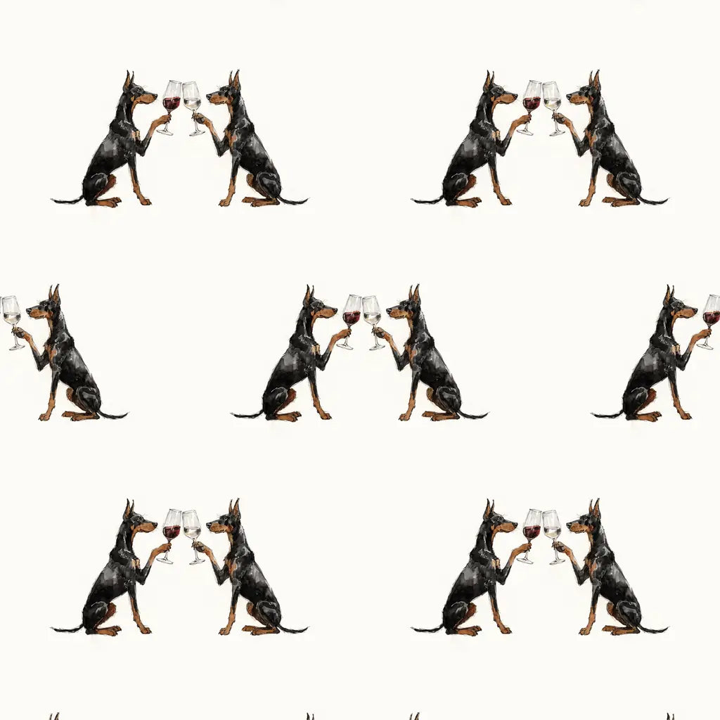 Happy Hour Doberman Wrapping Paper — repeating pattern tile
