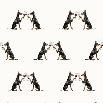 Happy Hour Doberman Wrapping Paper — repeating pattern tile