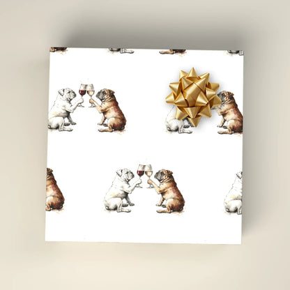 Happy Hour English Bulldog Wrapping Paper — wrapped gift presentation
