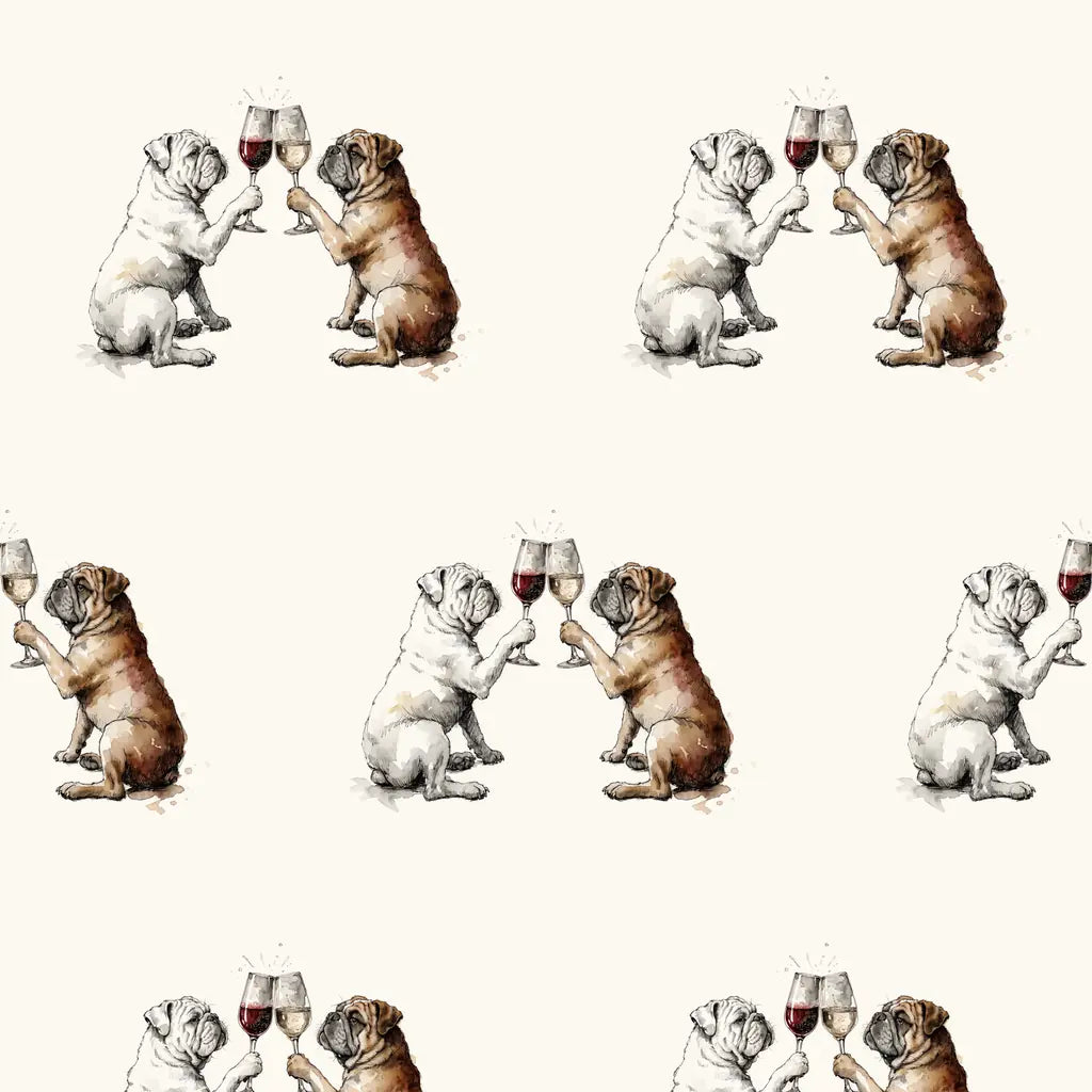 Happy Hour English Bulldog Wrapping Paper — repeating pattern tile