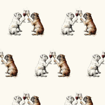 Happy Hour English Bulldog Wrapping Paper — repeating pattern tile
