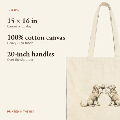 Happy Hour English Cream Golden Retriever Tote Bag — what you get