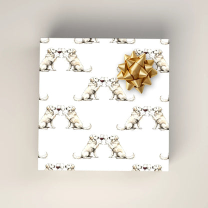 Happy Hour English Cream Golden Retriever Wrapping Paper — wrapped gift presentation