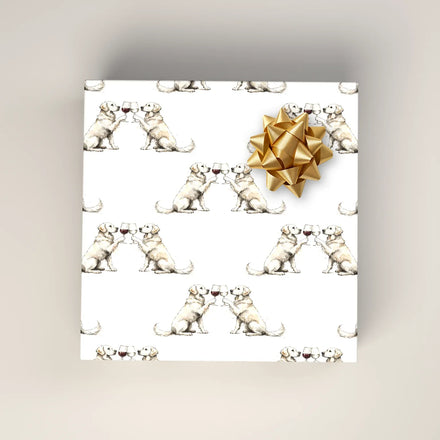 Happy Hour English Cream Golden Retriever Wrapping Paper