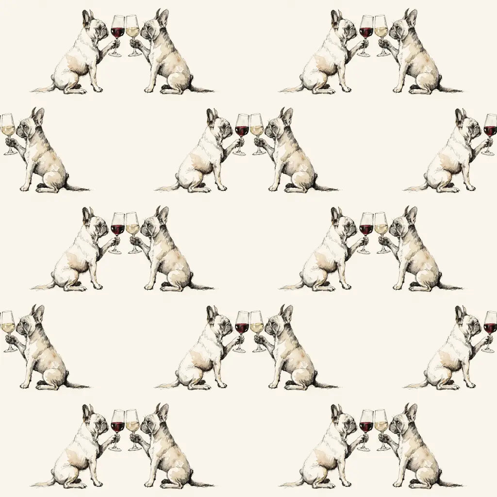 Happy Hour French Bulldog Wrapping Paper — repeating pattern tile