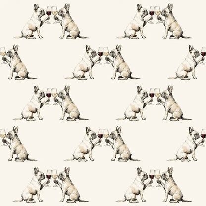 Happy Hour French Bulldog Wrapping Paper — repeating pattern tile