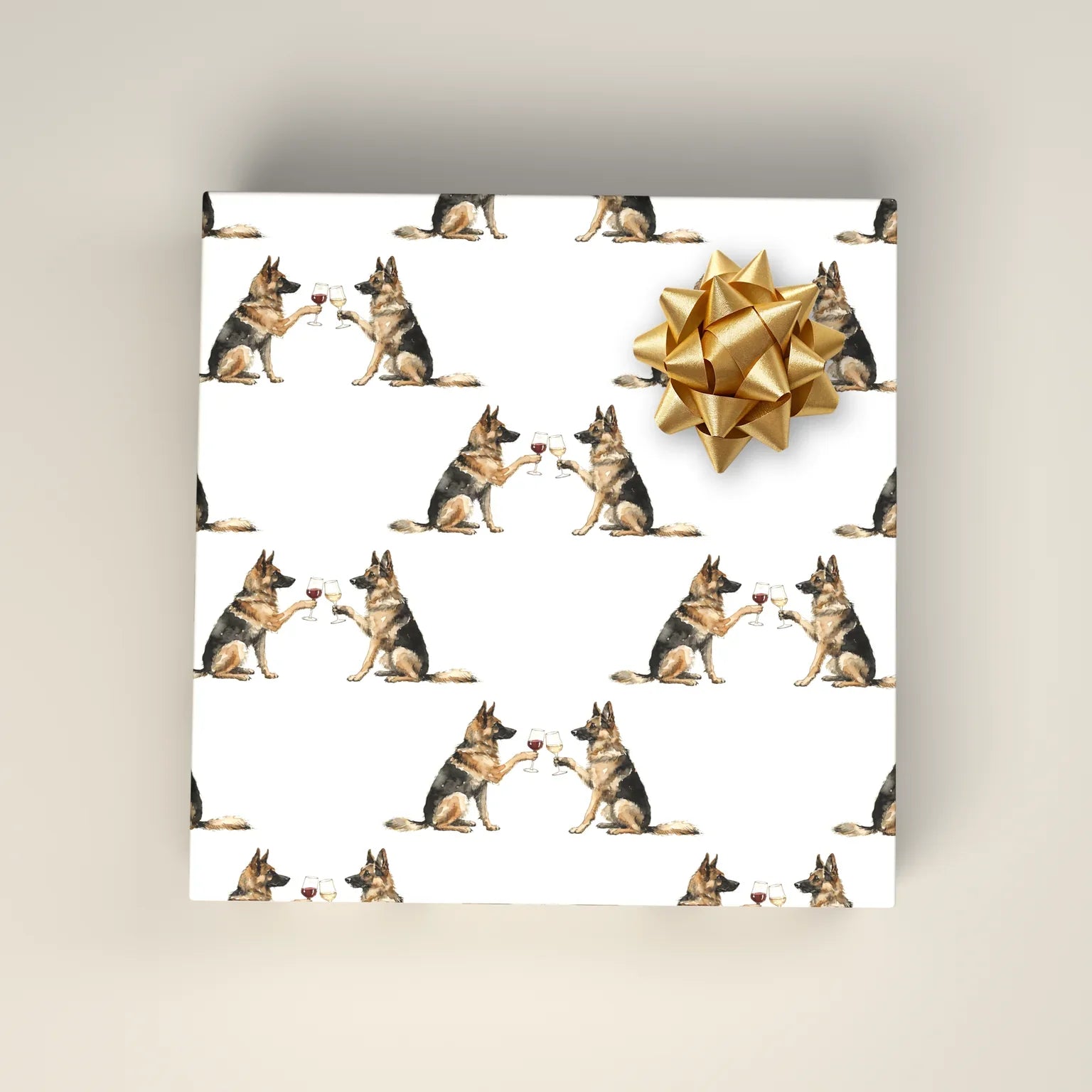 Happy Hour German Shepherd Wrapping Paper — wrapped gift presentation