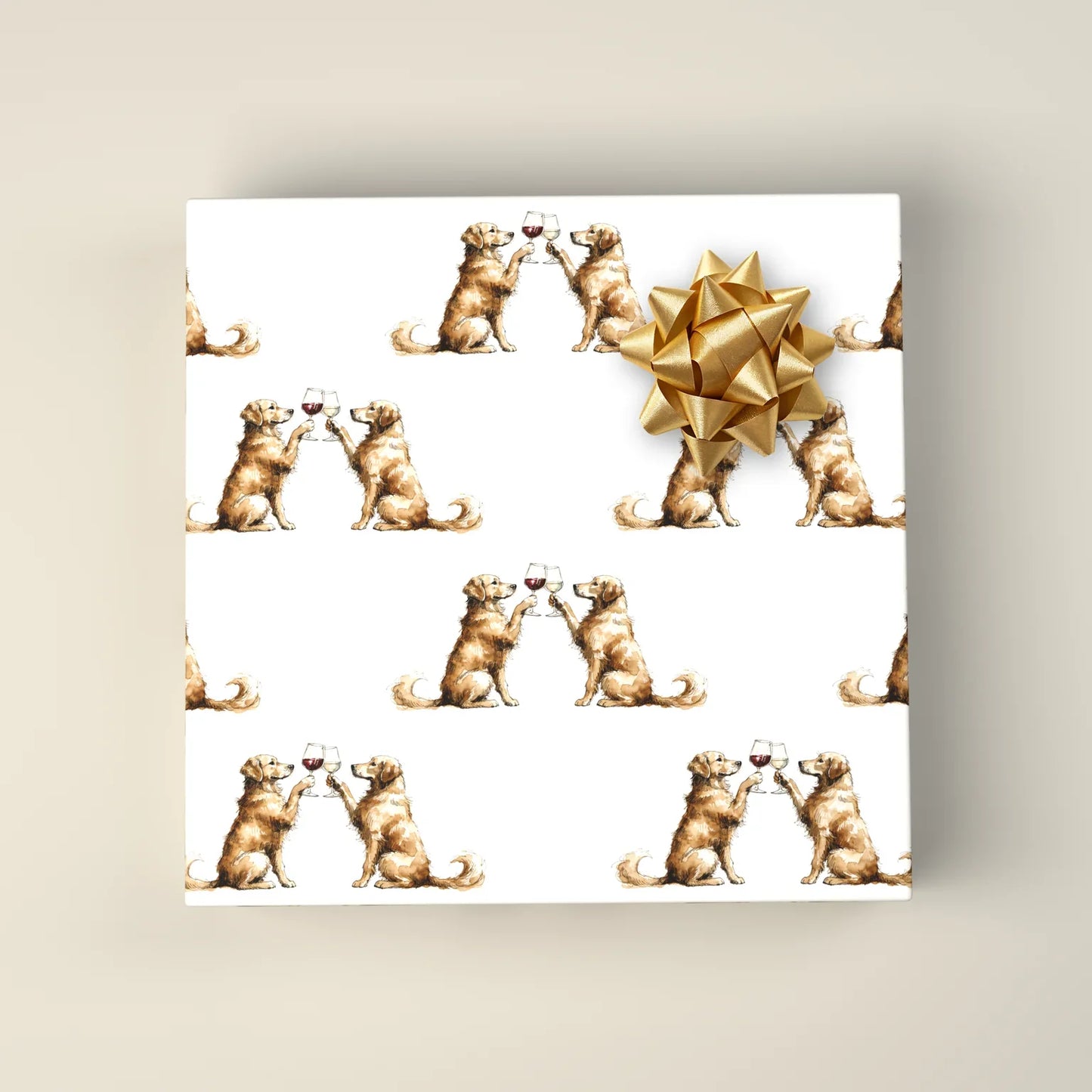 Happy Hour Golden Retriever Wrapping Paper — wrapped gift presentation