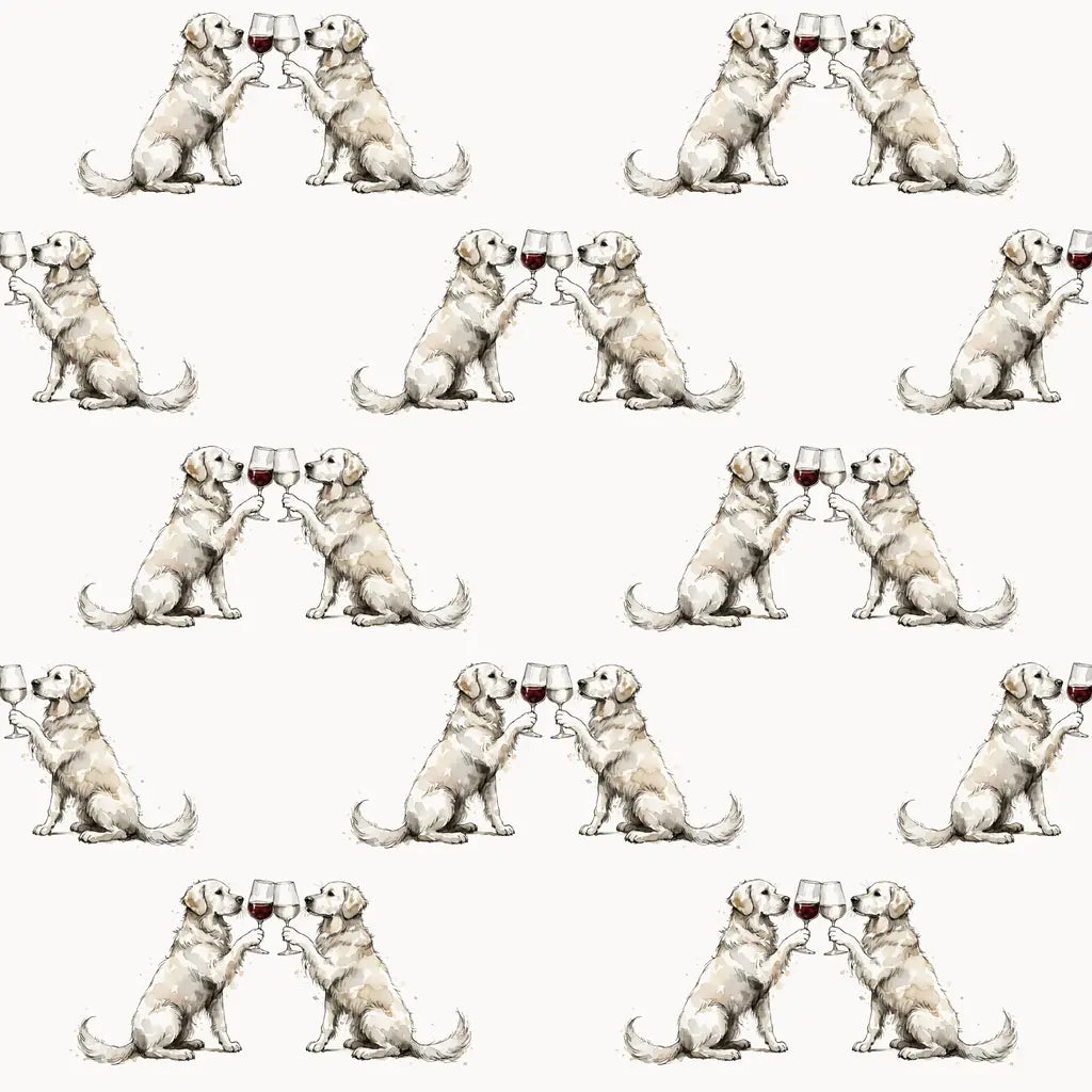 Happy Hour Golden Retriever Wrapping Paper — repeating pattern tile