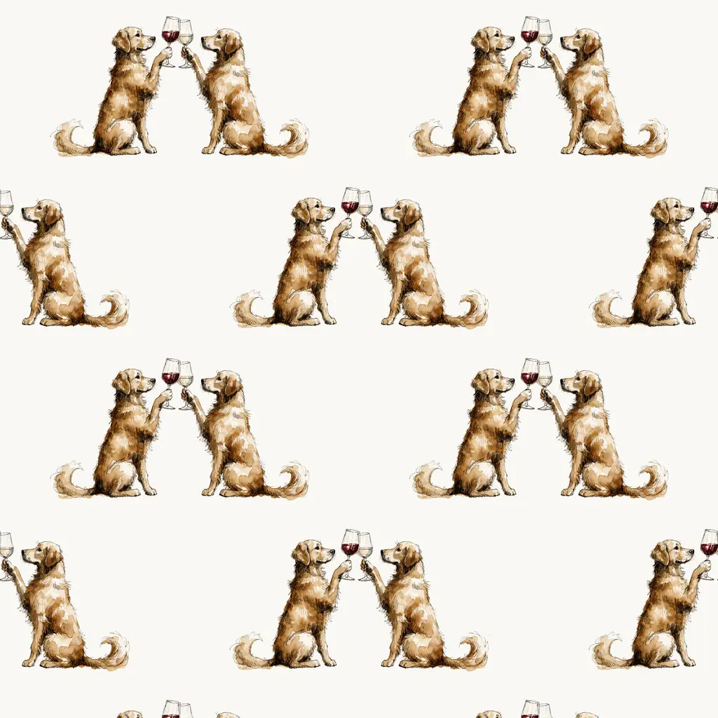 Happy Hour Golden Retriever Wrapping Paper — repeating pattern tile