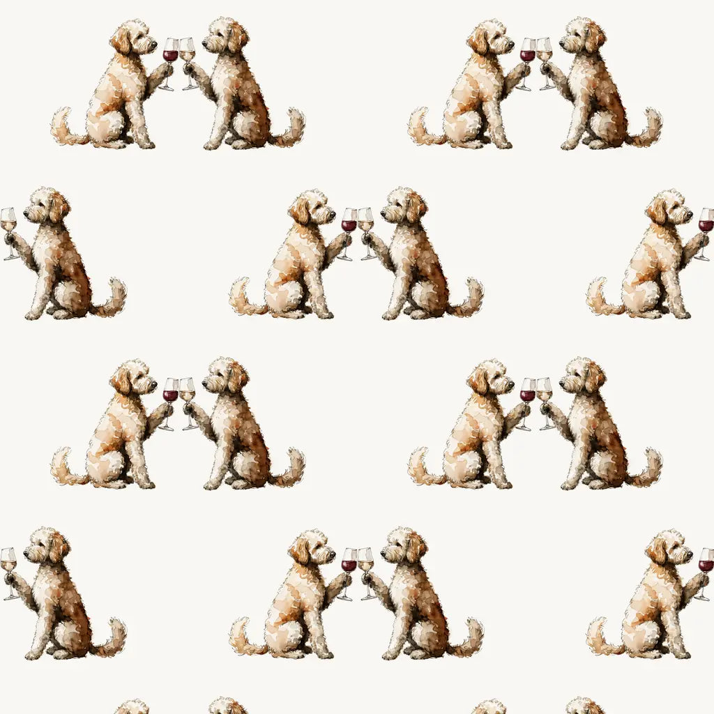 Happy Hour Goldendoodle Wrapping Paper — repeating pattern tile