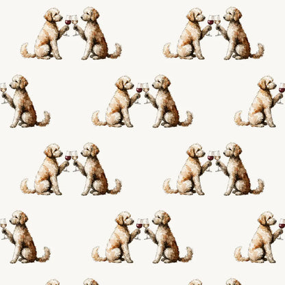 Happy Hour Goldendoodle Wrapping Paper — repeating pattern tile