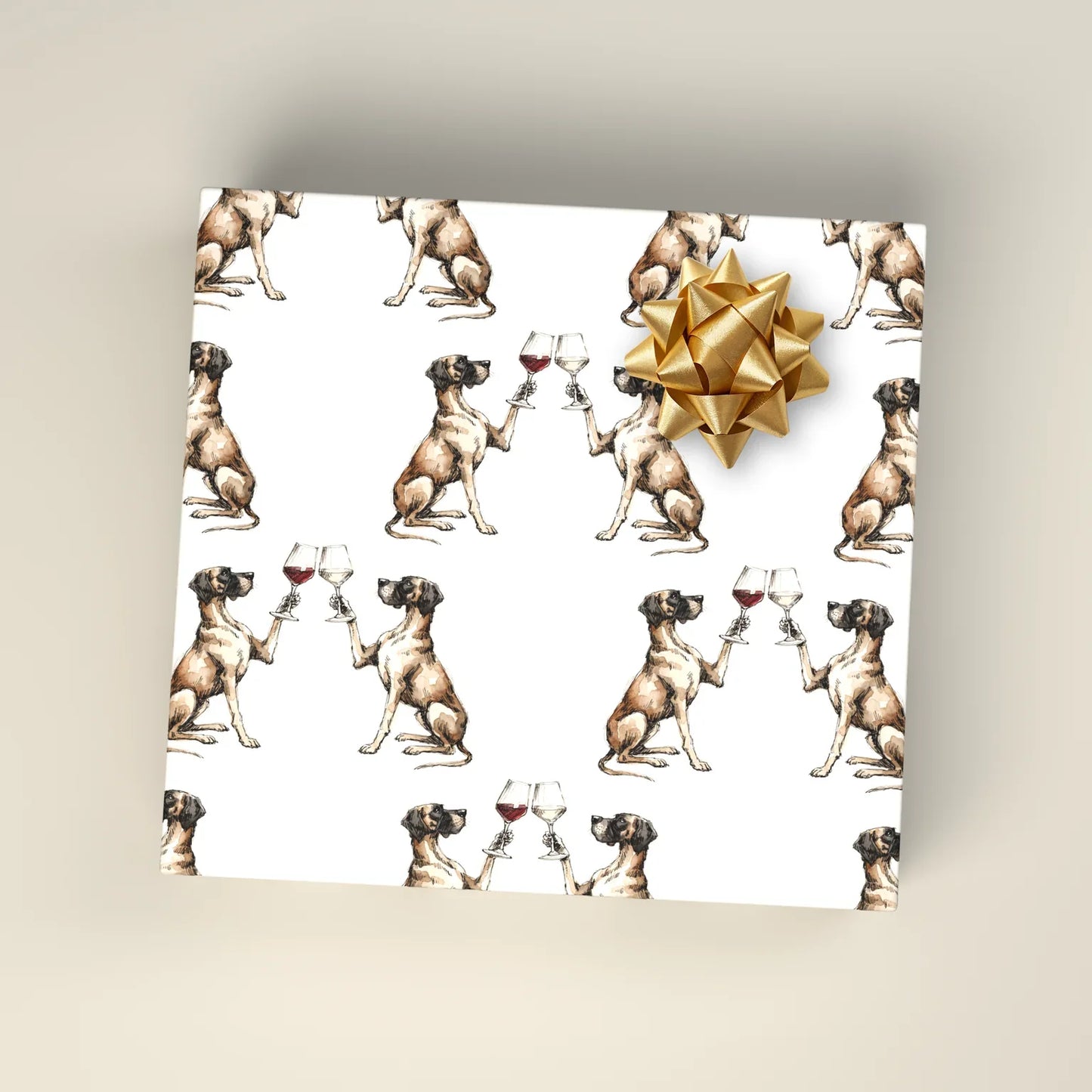Happy Hour Great Dane Wrapping Paper — wrapped gift presentation