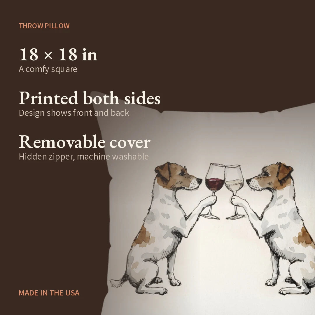 Happy Hour Jack Russell Terrier Throw Pillow — what you get