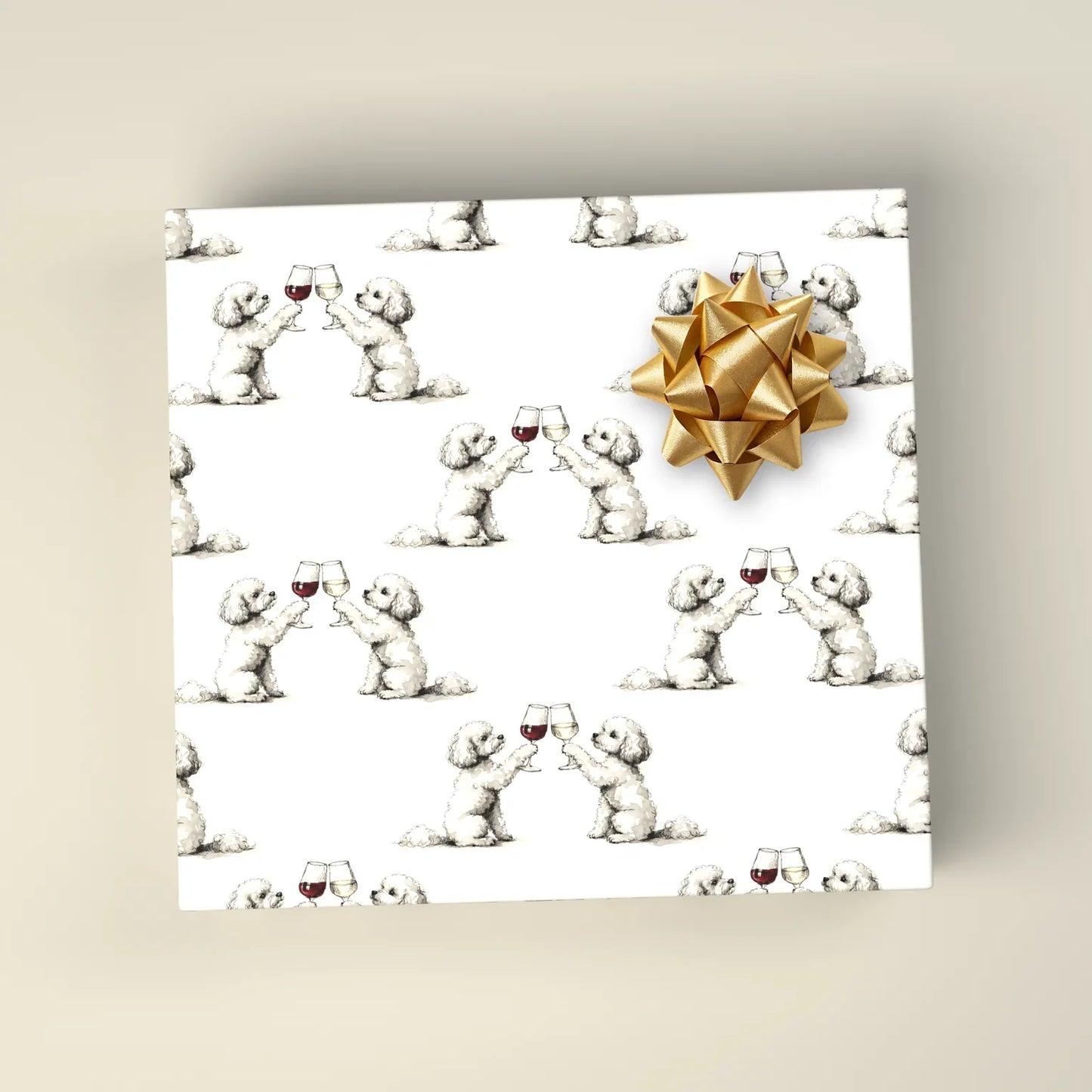 Happy Hour Maltipoo Wrapping Paper — wrapped gift presentation