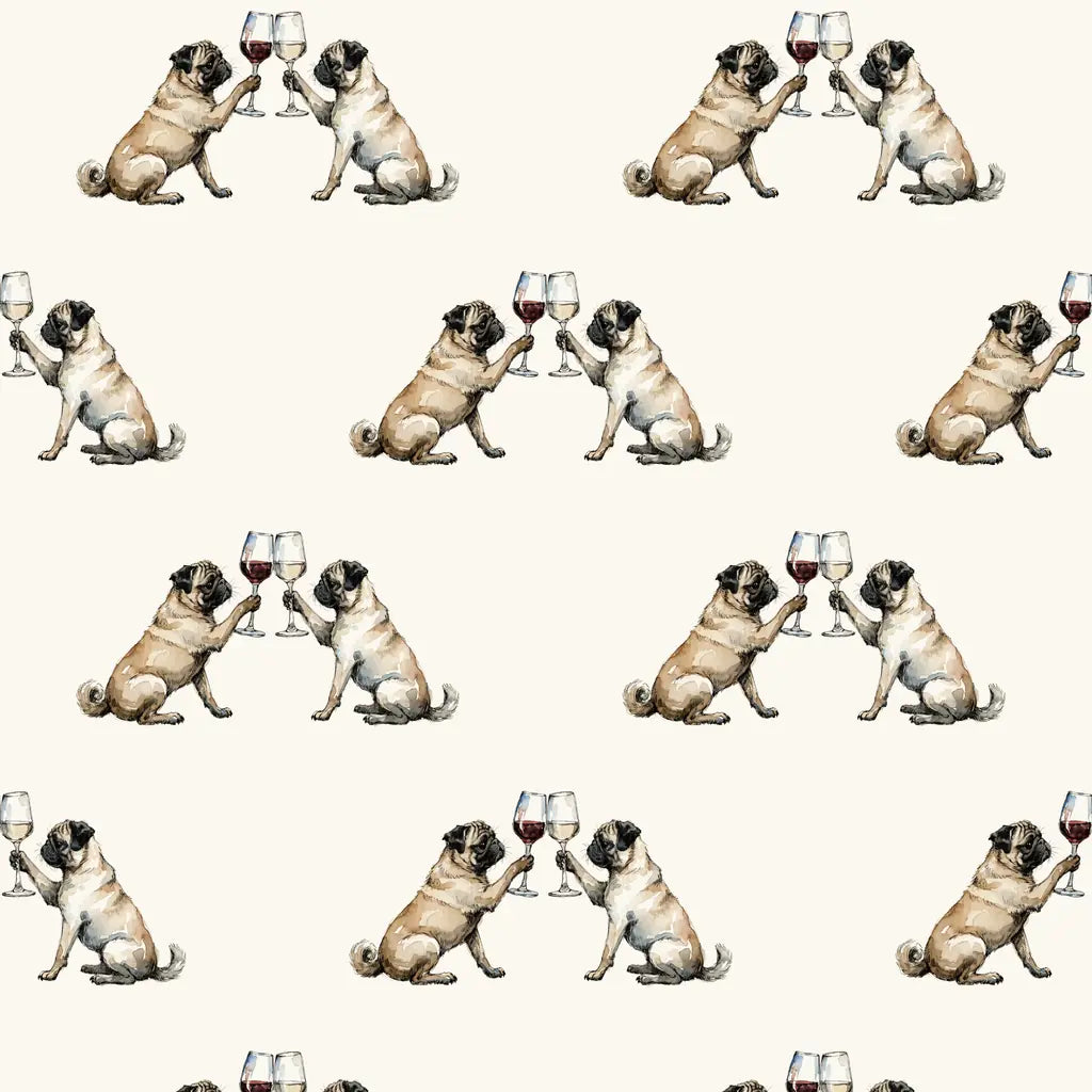 Happy Hour Pug Wrapping Paper — repeating pattern tile