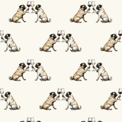Happy Hour Pug Wrapping Paper — repeating pattern tile