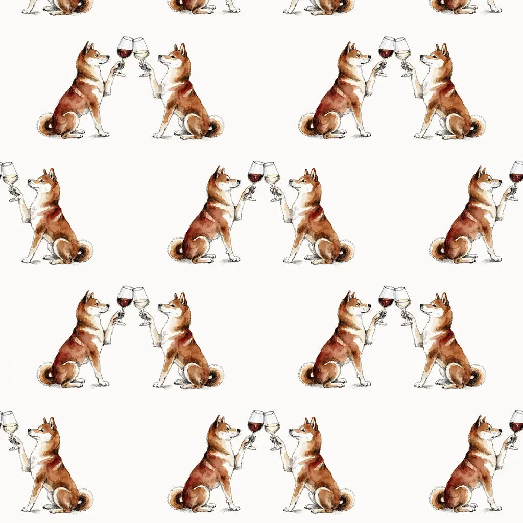 Happy Hour Shiba Inu Wrapping Paper — repeating pattern tile