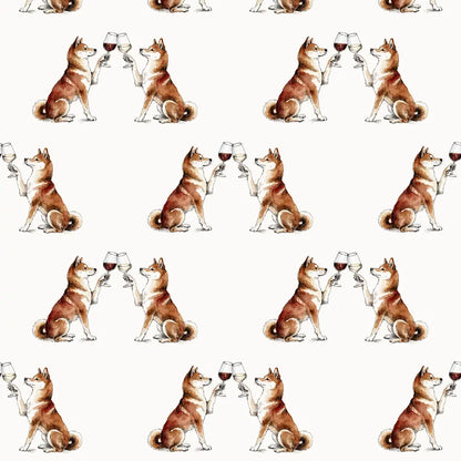 Happy Hour Shiba Inu Wrapping Paper — repeating pattern tile