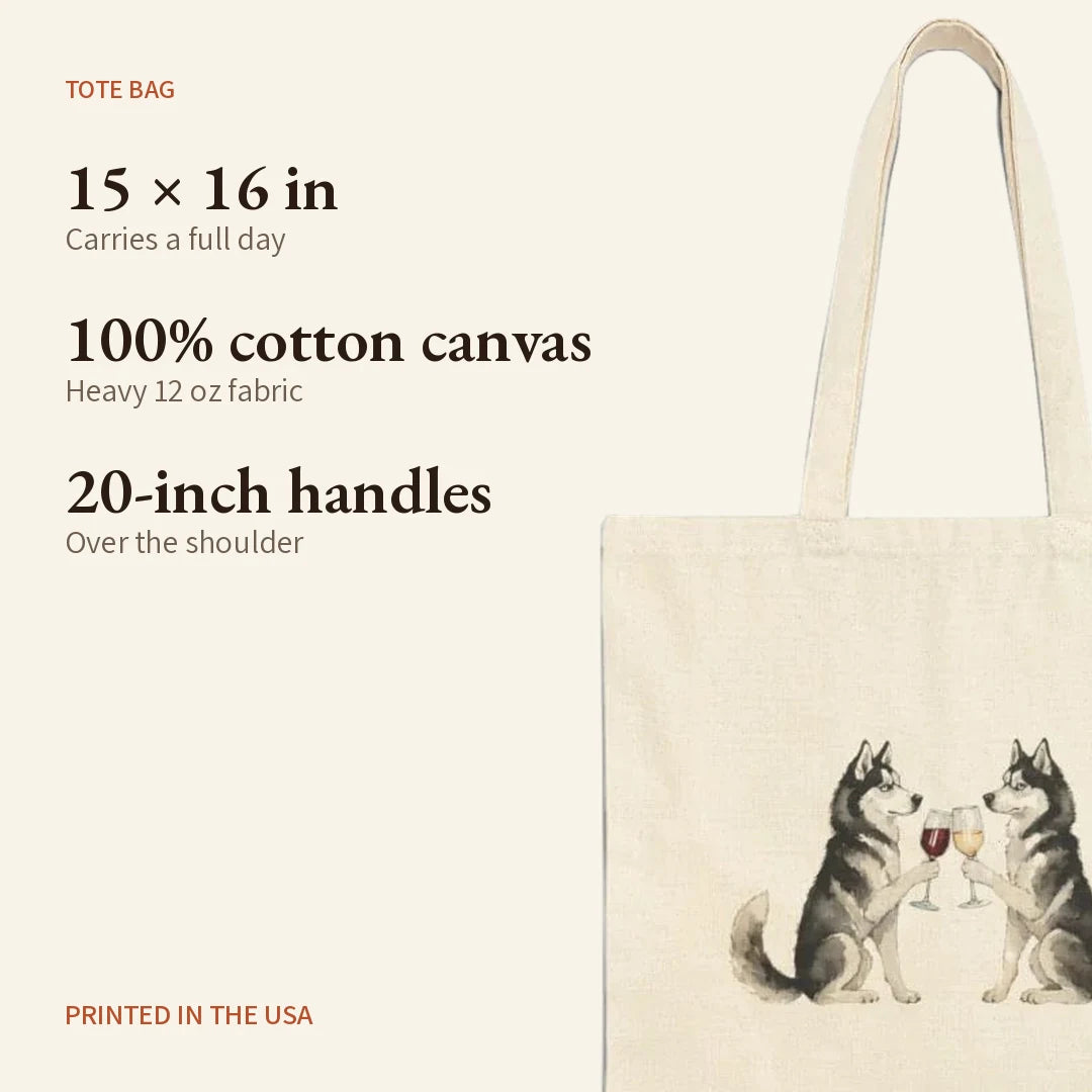 Happy Hour Siberian Husky Tote Bag — what you get