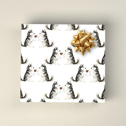 Happy Hour Siberian Husky Wrapping Paper — wrapped gift presentation