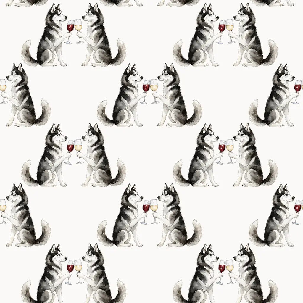 Happy Hour Siberian Husky Wrapping Paper — repeating pattern tile