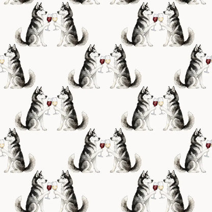 Happy Hour Siberian Husky Wrapping Paper — repeating pattern tile