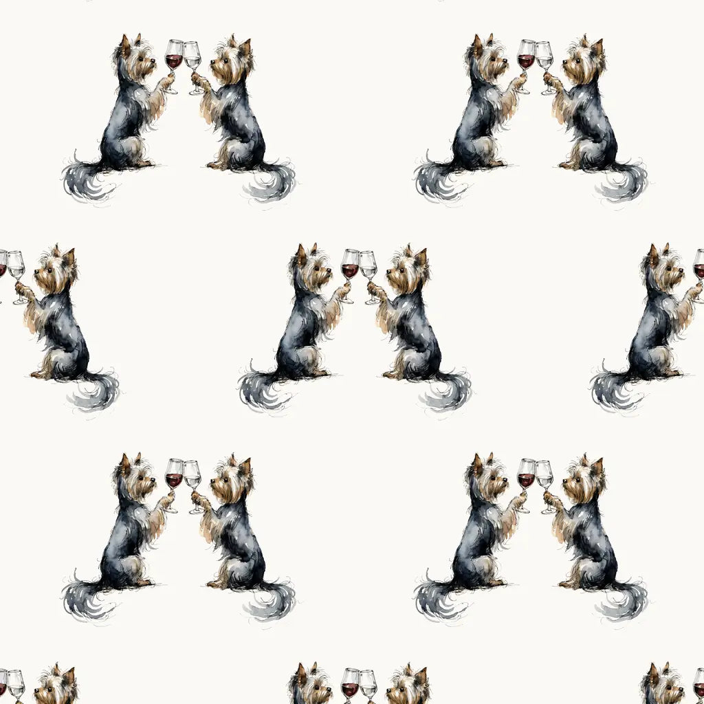 Happy Hour Yorkshire Terrier Wrapping Paper — repeating pattern tile