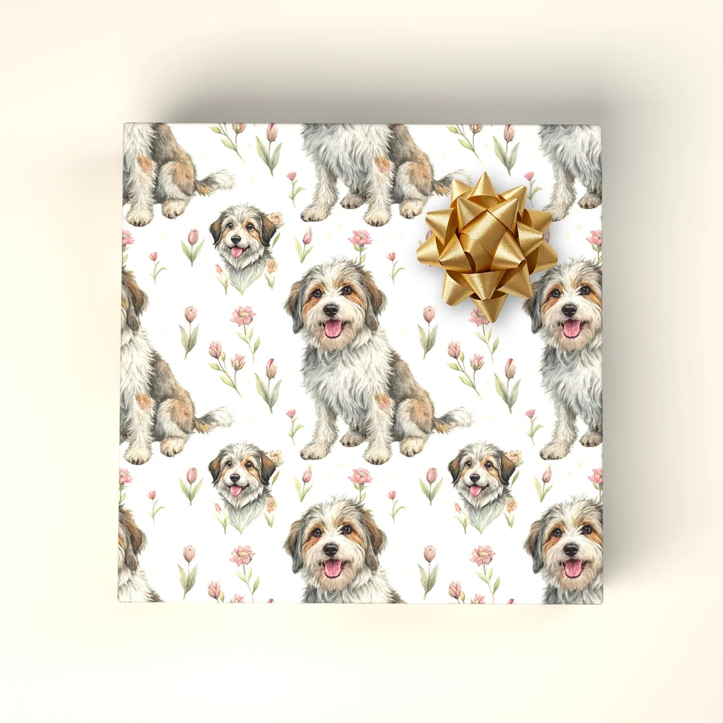 Havanese Floral Wrapping Paper — wrapped gift presentation