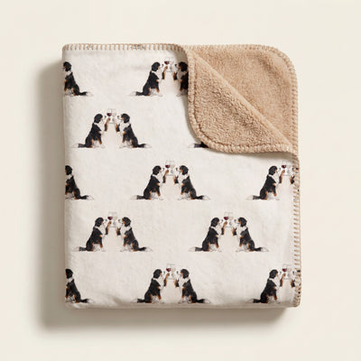 Happy Hour Bernese Mountain Dog Sherpa Blanket