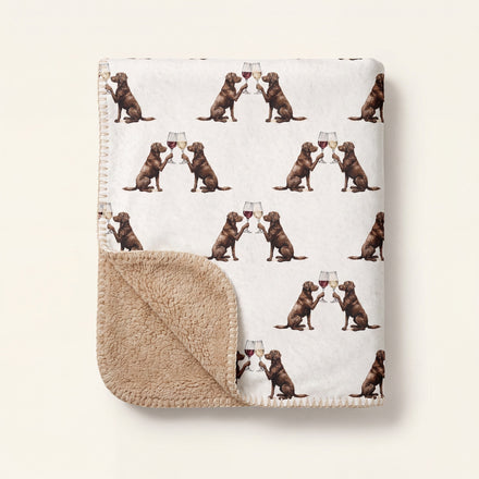 Happy Hour Chocolate Labrador Retriever Sherpa Blanket