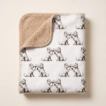 Happy Hour Westie Sherpa Blanket