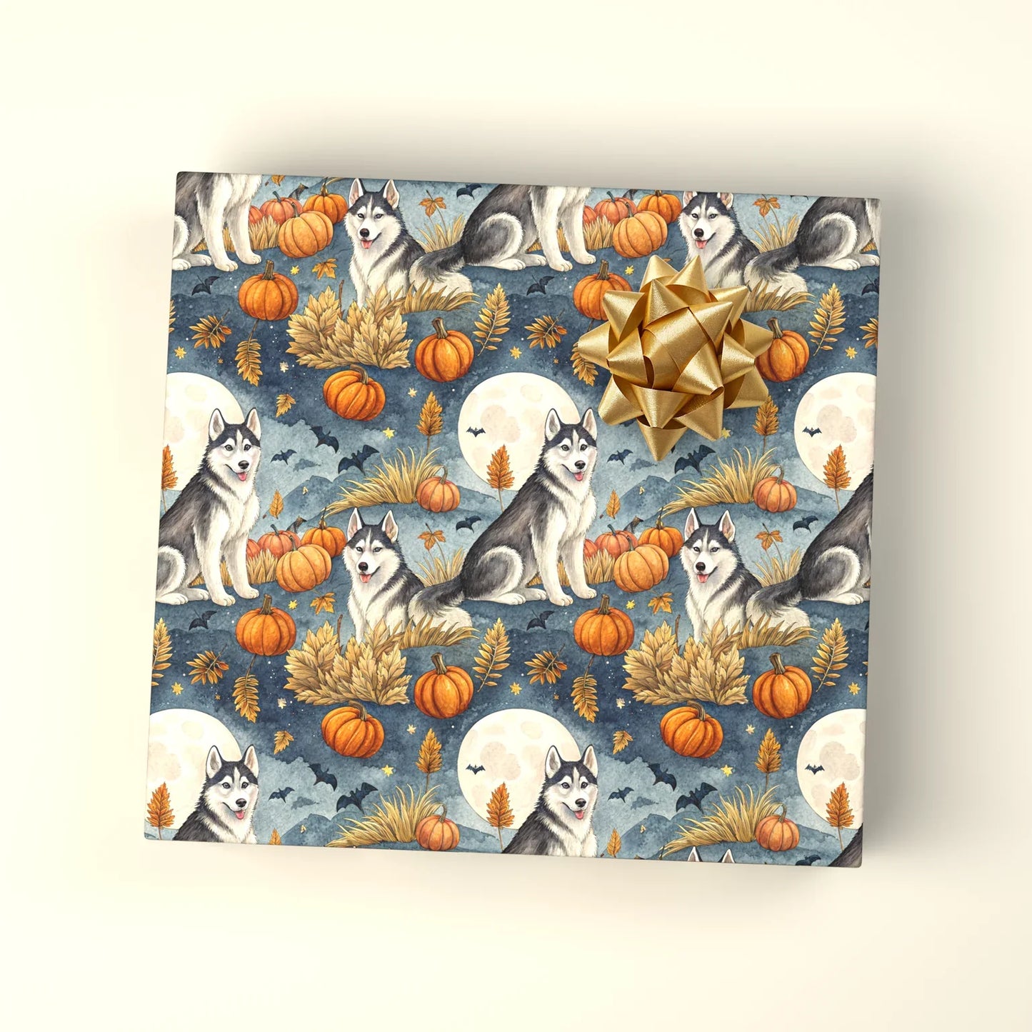 Howl-o-ween Siberian Husky Halloween Wrapping Paper — wrapped gift presentation