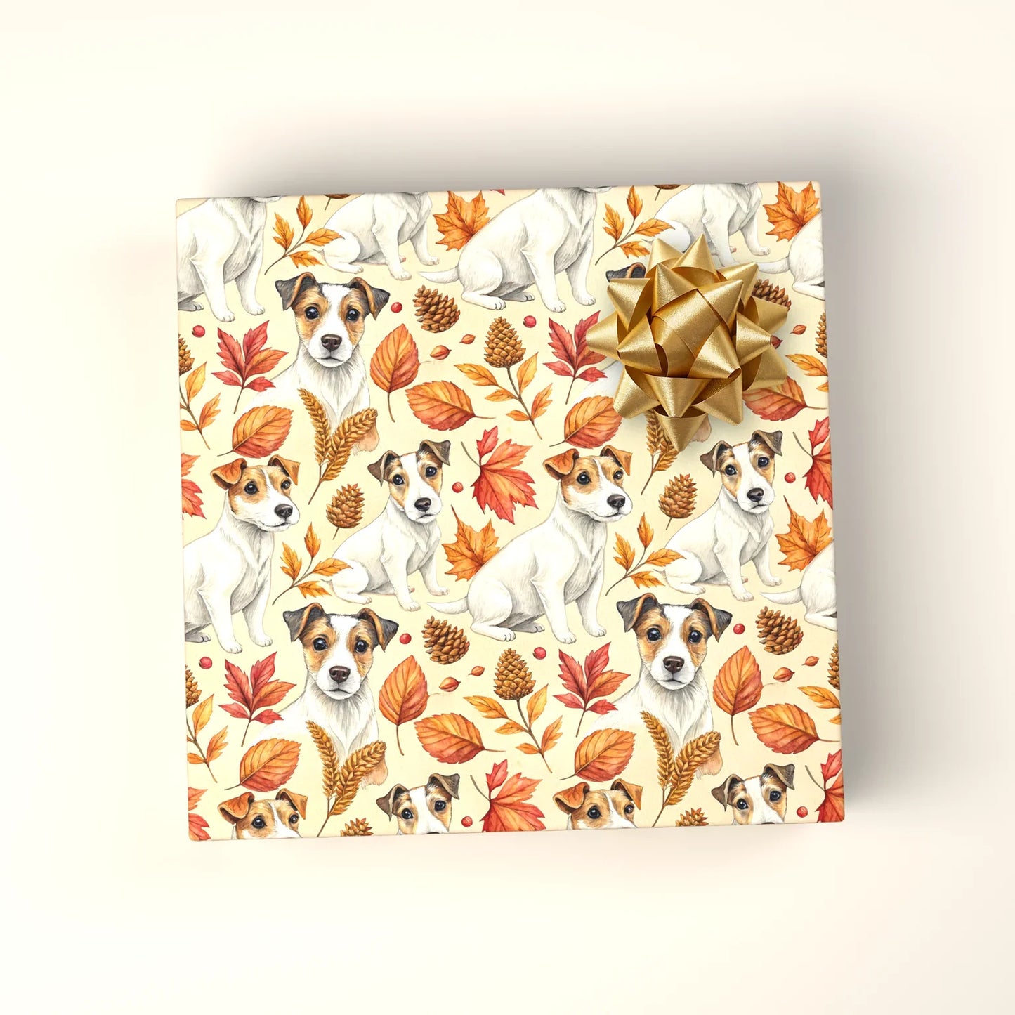 Jack Russell Terrier Autumn Wrapping Paper — wrapped gift presentation