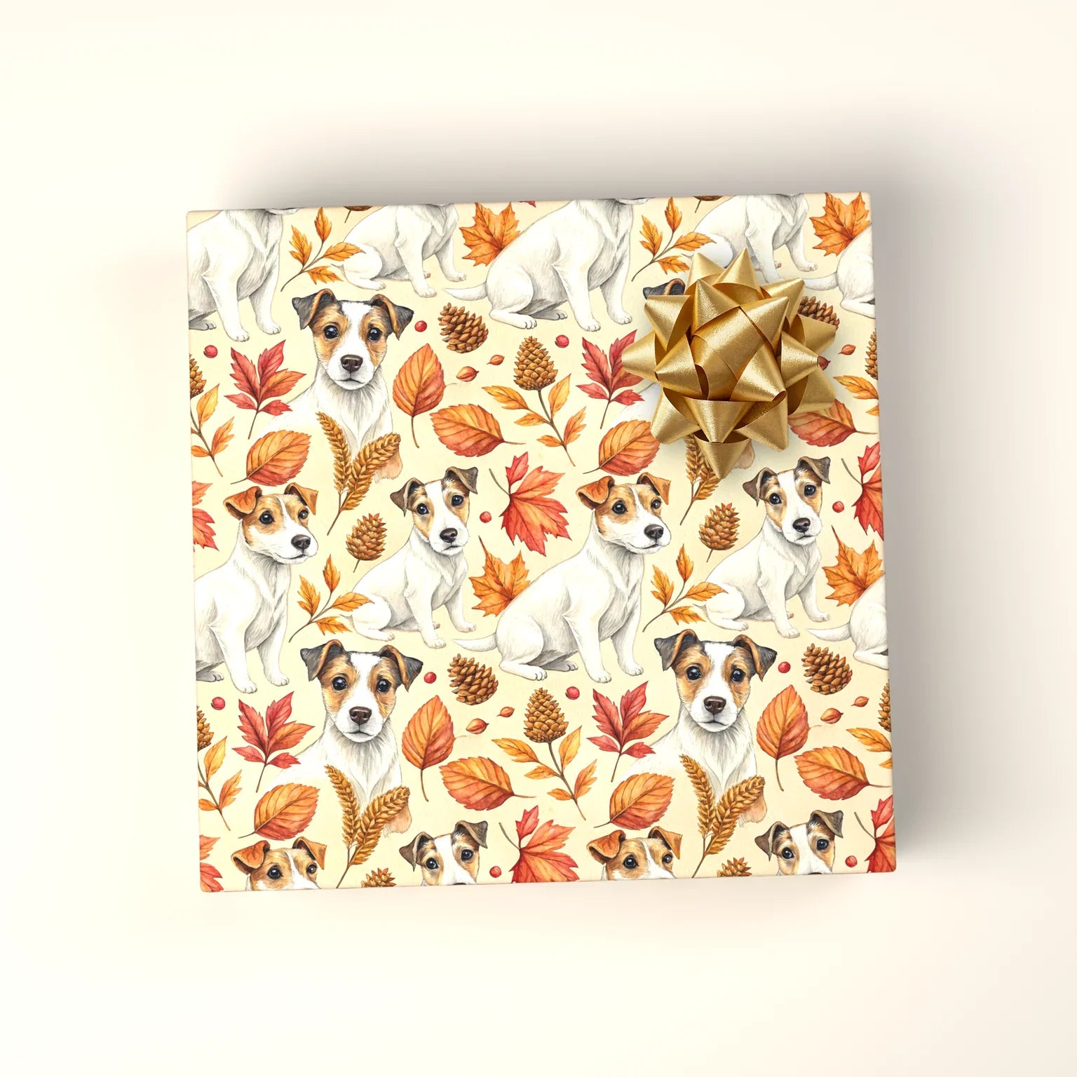 Jack Russell Terrier Autumn Wrapping Paper — wrapped gift presentation