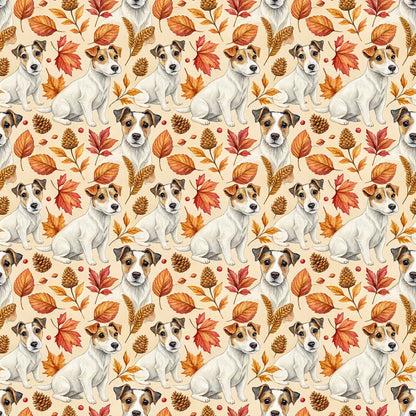 Jack Russell Terrier Autumn Wrapping Paper — repeating pattern tile