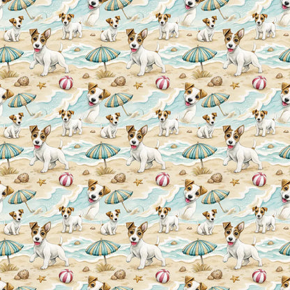 Jack Russell Terrier Beach Wrapping Paper — repeating pattern tile