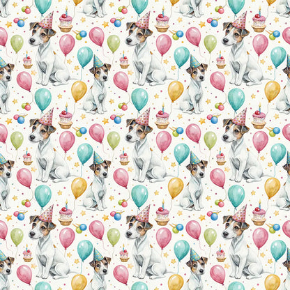 Jack Russell Terrier Birthday Wrapping Paper — repeating pattern tile