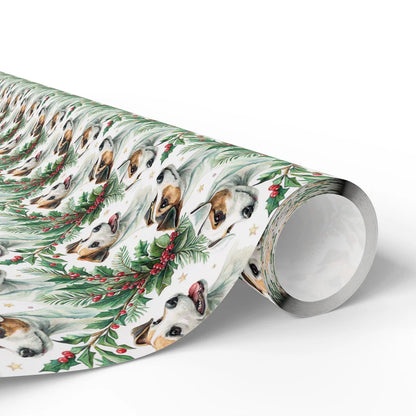 Jack Russell Terrier Portrait Wreath Wrapping Paper — paper roll