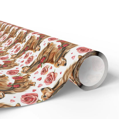 Long-Haired Dachshund Valentine's Day Wrapping Paper — paper roll