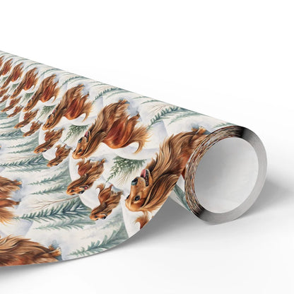 Long-Haired Dachshund Winter Wrapping Paper — paper roll