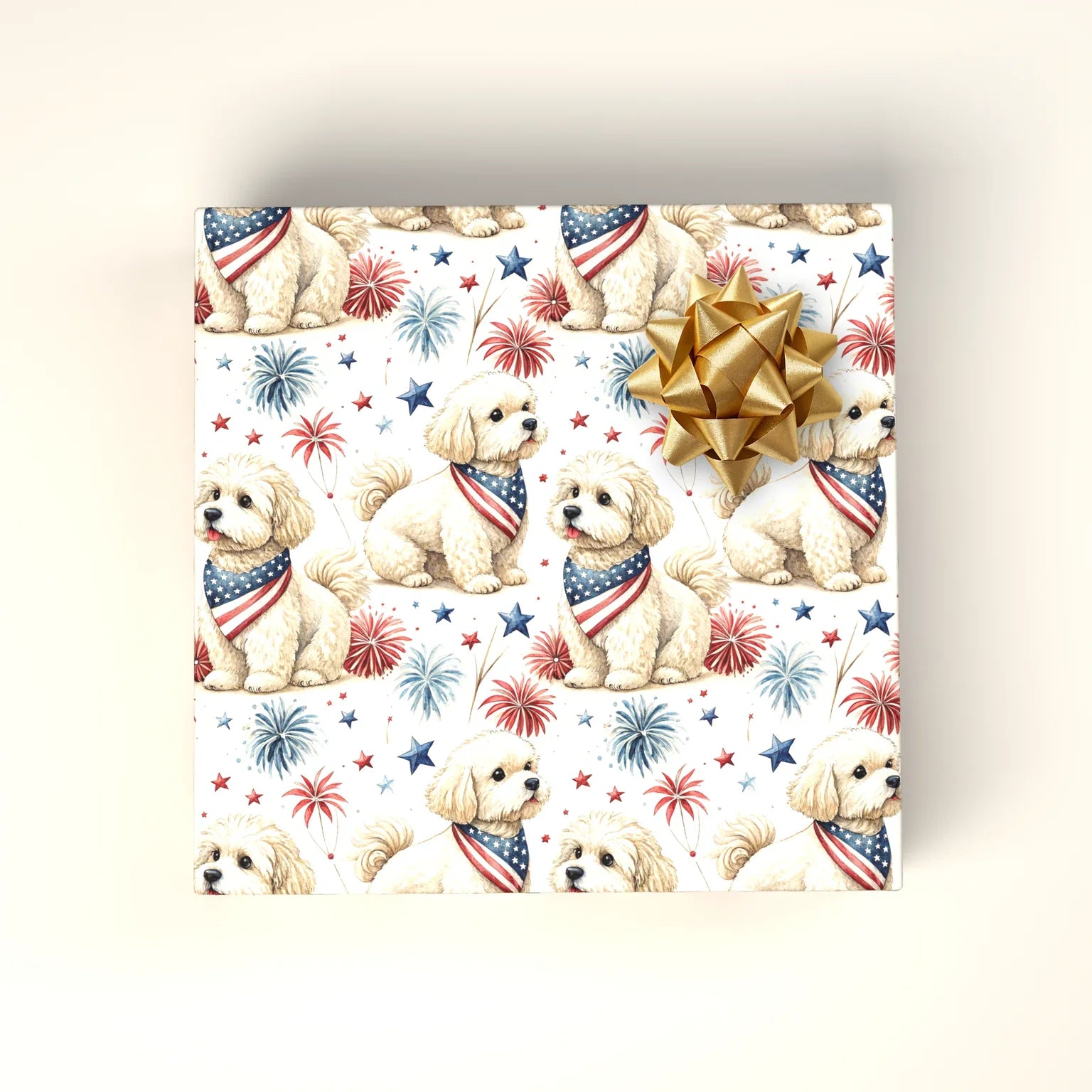 Maltipoo Americana Wrapping Paper — wrapped gift presentation