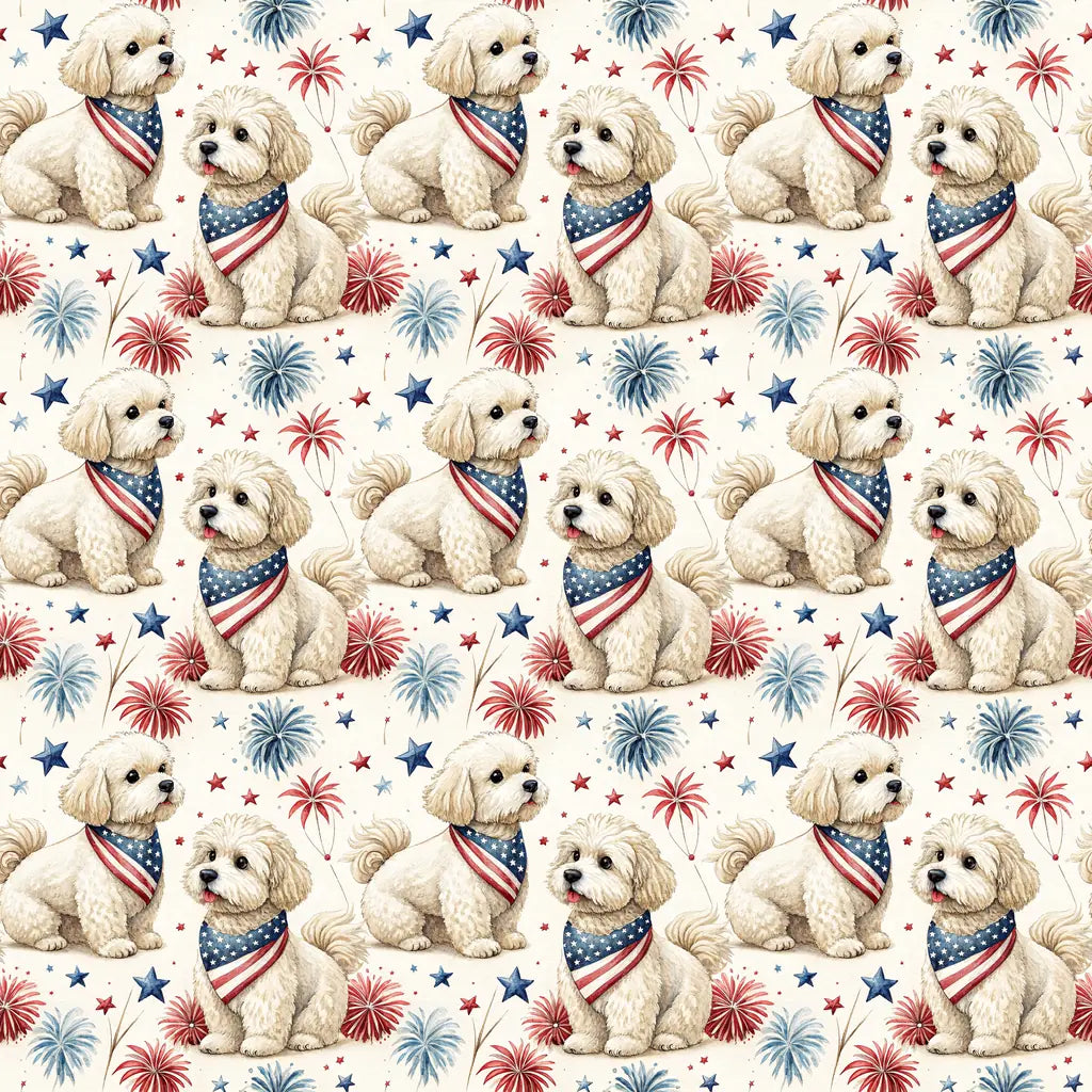 Maltipoo Americana Wrapping Paper — repeating pattern tile