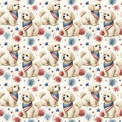 Maltipoo Americana Wrapping Paper — repeating pattern tile