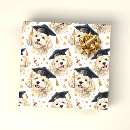 Maltipoo Graduation Wrapping Paper — wrapped gift presentation